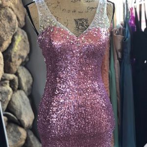 Pink sequined cocktail dress